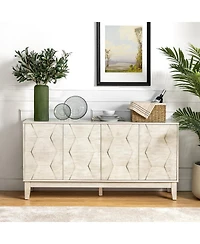 Silakan 60" 4-Doors Sideboard with Solid Wood Legs