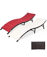 Slickblue 2Pcs Folding Patio Lounger Chair