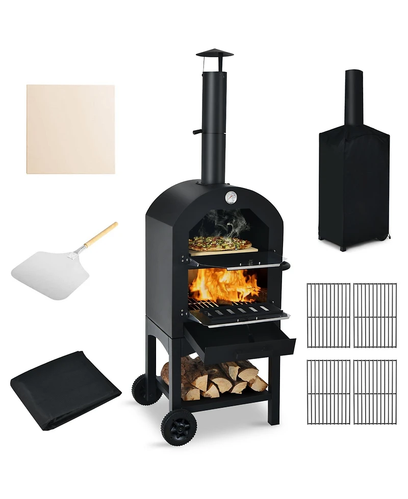 Slickblue Portable Outdoor Pizza Oven with Pizza Stone and Waterproof Cover