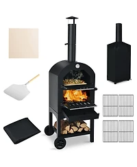 Slickblue Portable Outdoor Pizza Oven with Pizza Stone and Waterproof Cover