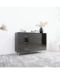 Simplie Fun 6 Drawer Chest with Golden Accents in Black Finish