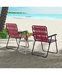Slickblue 2 Pieces Folding Beach Chair Camping Lawn Webbing Chair
