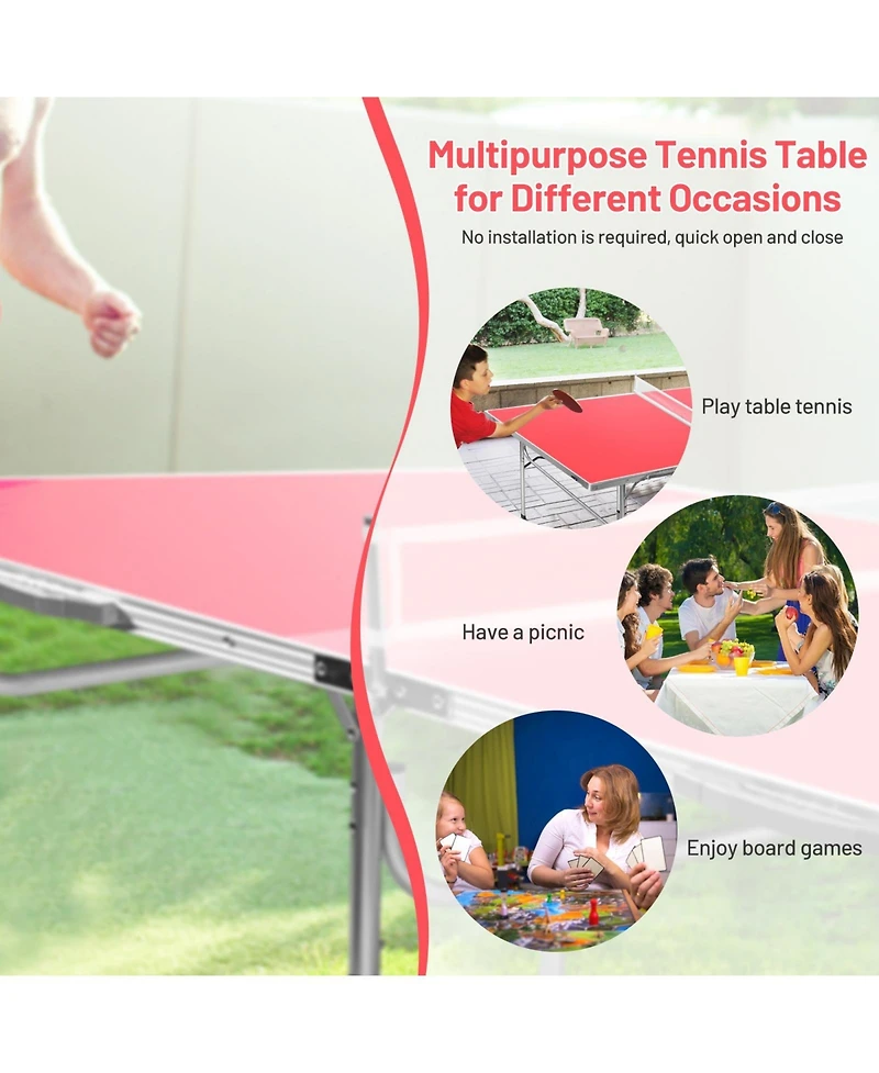 Slickblue 60 Inch Portable Tennis Ping Pong Folding Table with Accessories