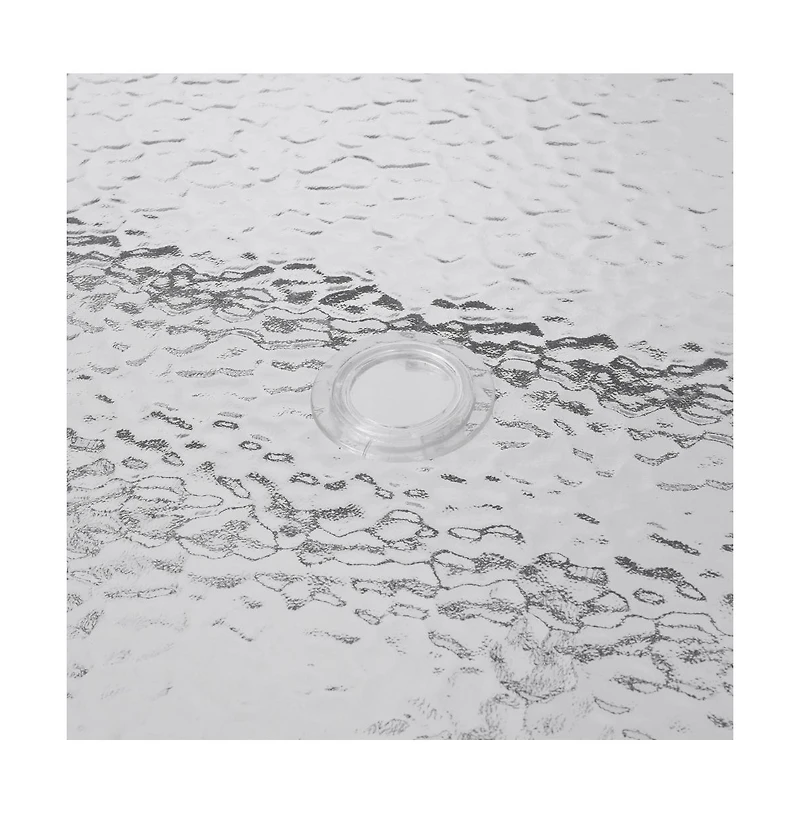 Emma+Oliver Tala Patio Table With Tempered Glass Top Umbrella Hole And Steel Frame