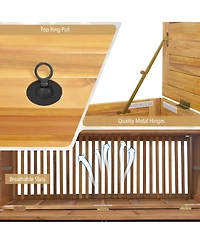 Slickblue Rolling Patio Wooden Deck Box with 2 Wheelsand Side Handle for Outdoor