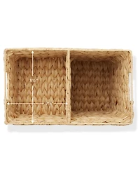 Casafield Stair Basket with Handles, Natural - Woven Water Hyacinth Staircase Step Organizer Bin - Natural