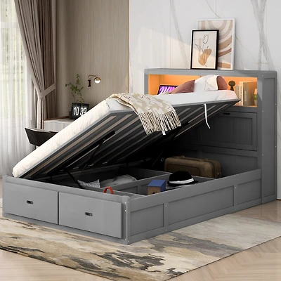 Streamdale Queen Hydraulic Bed w/ Led & Storage