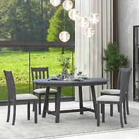 Streamdale Gray 5-Piece Round Dining Table Set with 4 Chairs
