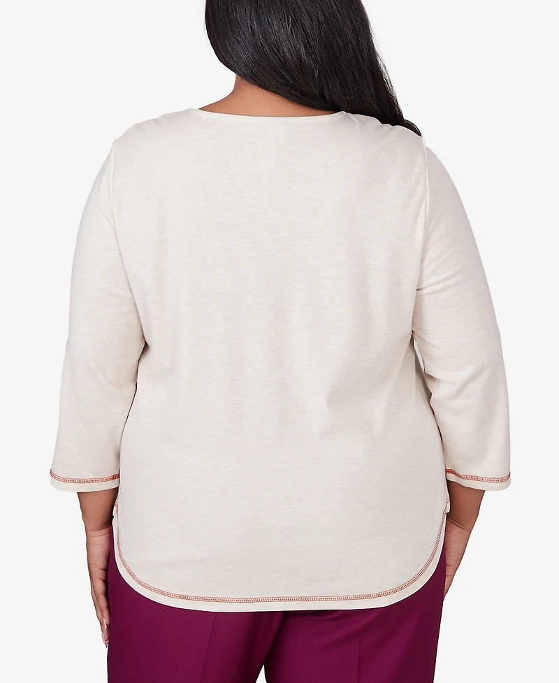 Alfred Dunner Plus Size Classic Sunflowers And Birds Top