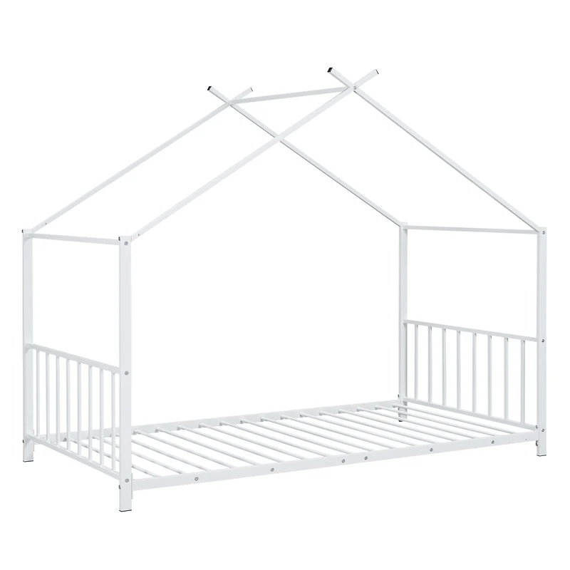 Streamdale Twin Metal House Platform Bed, White