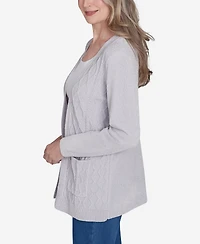 Alfred Dunner Women's Classic Chenille Cardigan Sweater with Pockets