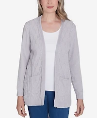 Alfred Dunner Women's Classic Chenille Cardigan Sweater with Pockets