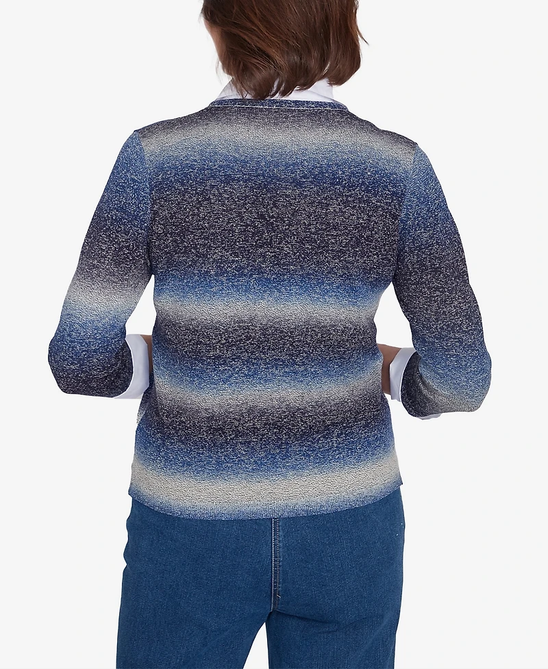 Alfred Dunner Classic Chevron Ombre Woven Sweater