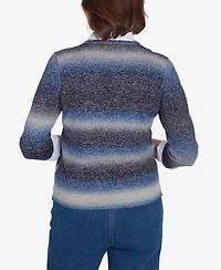 Alfred Dunner Classic Chevron Ombre Woven Sweater