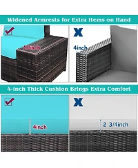 Costway 6PCS Rattan Furniture Set Conversation Cushioned Sofa Armrest Garden