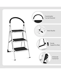 Sugift Heavy Duty Industrial Lightweight Folding Stool 3 Step Ladder