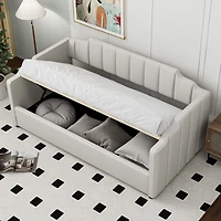 Streamdale Upholstered Daybed with Underneath Storage, Twin Size, White