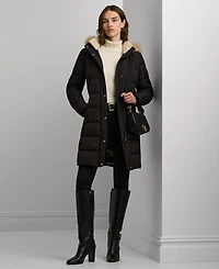 Lauren Ralph Petite Faux-Fur-Trim Hooded Puffer Coat