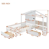 Streamdale Twin House Bed with Sofa, Charging Station, Shelves & Drawers