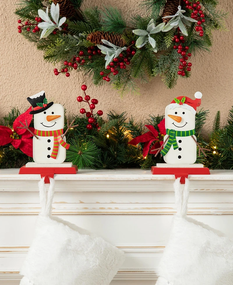Glitzhome Christmas Snowman Stocking Holders, Set of 2