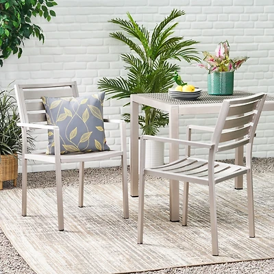 Streamdale Furniture Outdoor Modern Aluminum Dining Chair, Silver