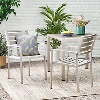 Streamdale Furniture Outdoor Modern Aluminum Dining Chair, Silver