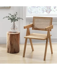 Slickblue Set of 2 Rattan Accent Chairs with Natural Bamboo Frame-Natural