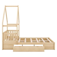 Streamdale Queen Platform Bed with Drawers and Guardrail