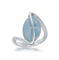 Caribbean Treasures Sterling Silver Oval Larimar Twisted Ring