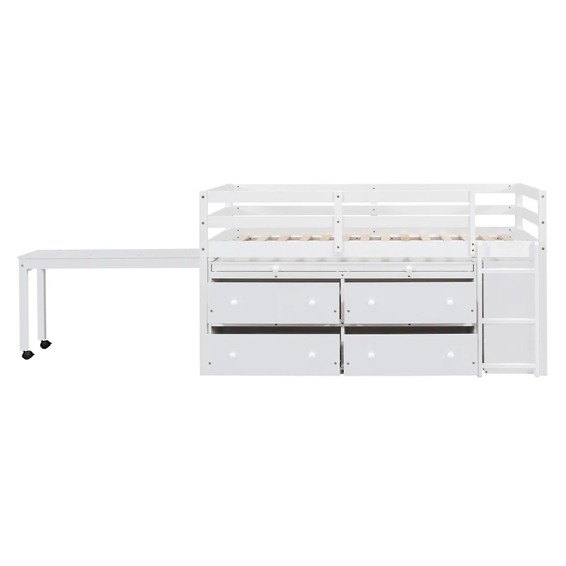 Streamdale Loft Bed with Retractable Desk and Drawers