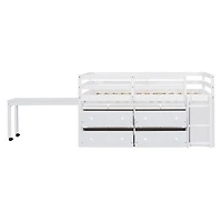 Streamdale Loft Bed with Retractable Desk and Drawers