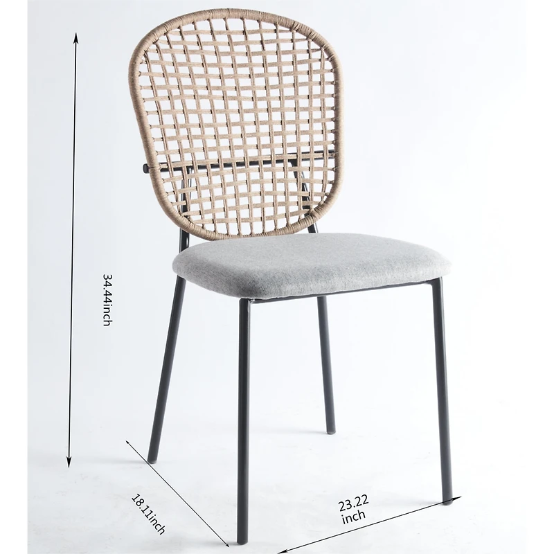 Black And Gray Sennit Chair, Set Of 4, Dining Chair, Coffee Chair