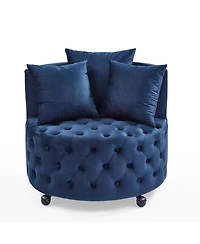 Streamdale Plush Velvet Swivel Accent Chair with Tufted Cushion and Caster Wheels