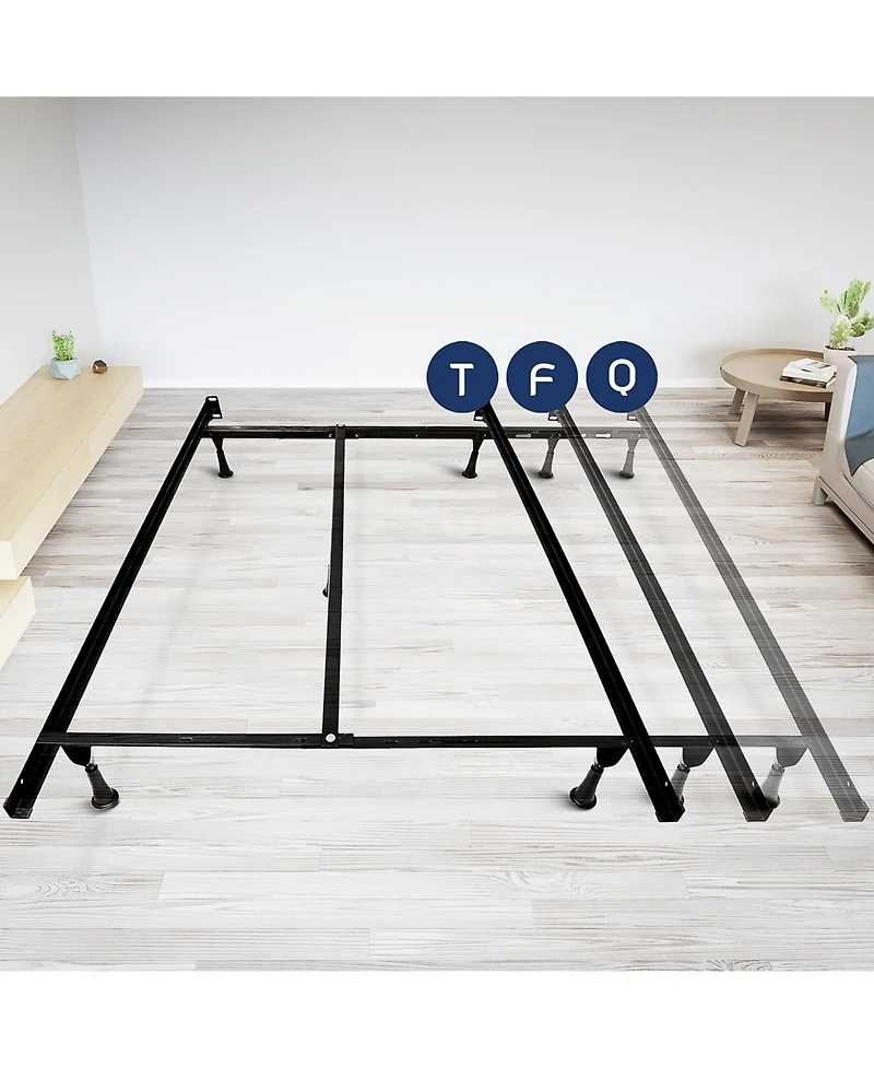 Clara Clark Heavy Duty 5 Lag Adjustable Steel Bed Base With Center Support - Universal Full & Queen
