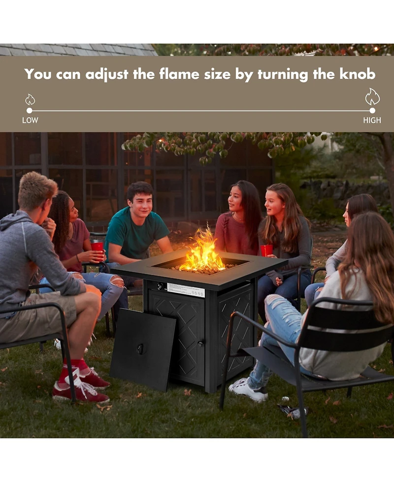 Slickblue 28 Inch Propane 50 000 Btu Patio Square Gas Fireplace with Lava Rock-Black