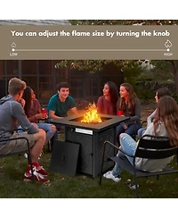 Slickblue 28 Inch Propane 50 000 Btu Patio Square Gas Fireplace with Lava Rock-Black