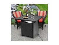 Slickblue 28 Inch Propane 50 000 Btu Patio Square Gas Fireplace with Lava Rock-Black