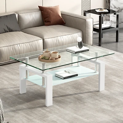 Streamdale Clear Glass Coffee Table (2-Tier)