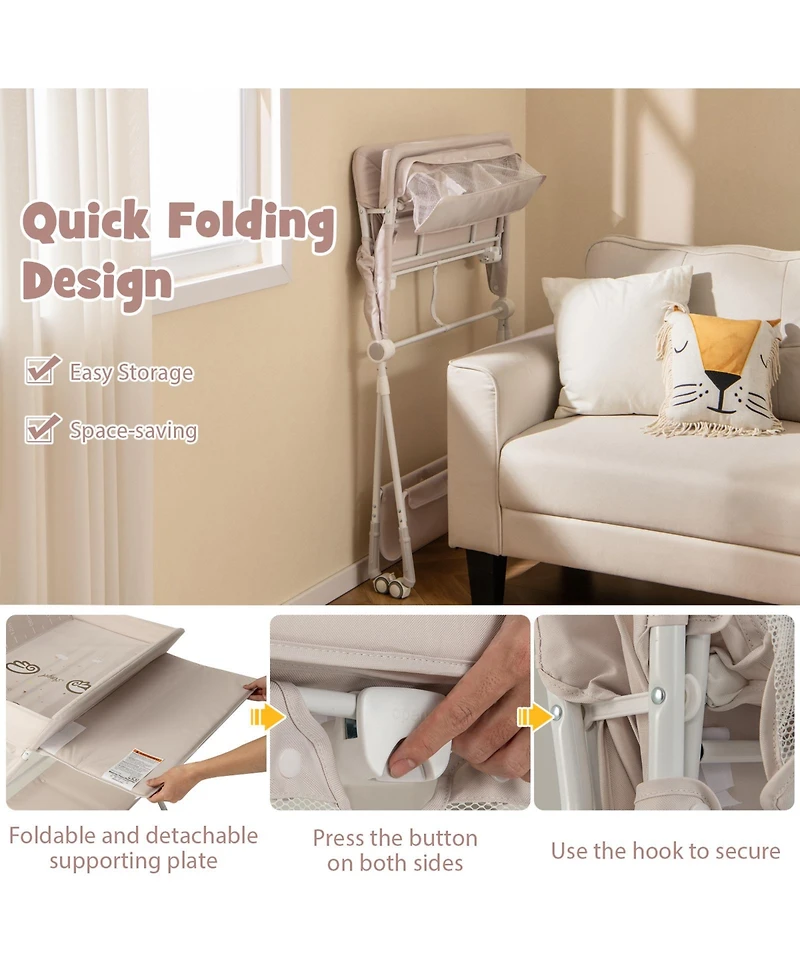 Portable Baby Changing Table with 3-Level Adjustable Height Convenient and Comfortable for Diapering on the Go