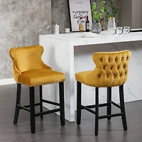Simplie Fun Gold Velvet Wingback Bar Stools, Set of 2