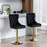 Simplie Fun Modern Velvet Swivel Bar Stools, Set of 2
