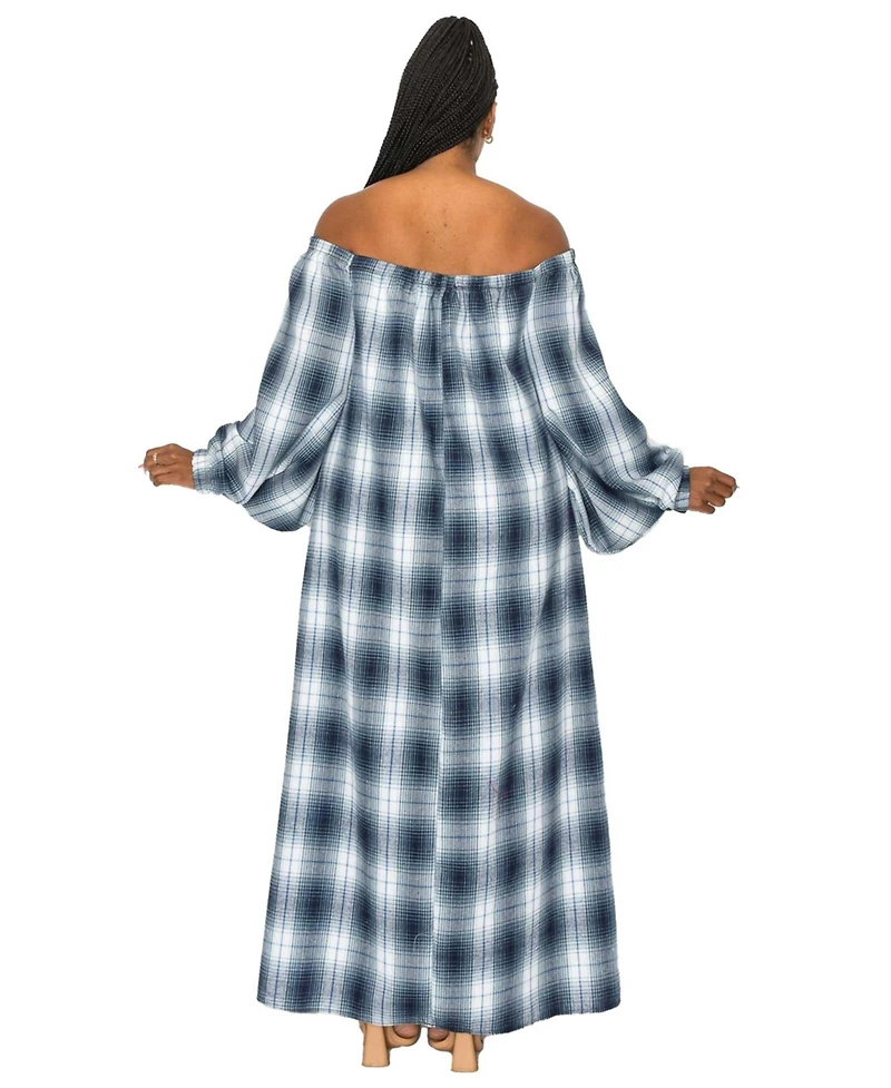 L I V D Plus Size Zoe Flannel Maxi Dress