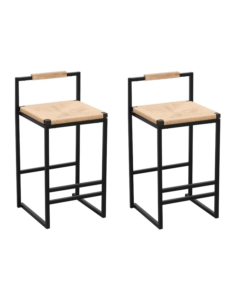 Streamdale Furniture 2 Paper Rope Bar Stools with Back