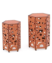 Streamdale Intricate Fleur-de-Lis Accent Table Set Large & Small