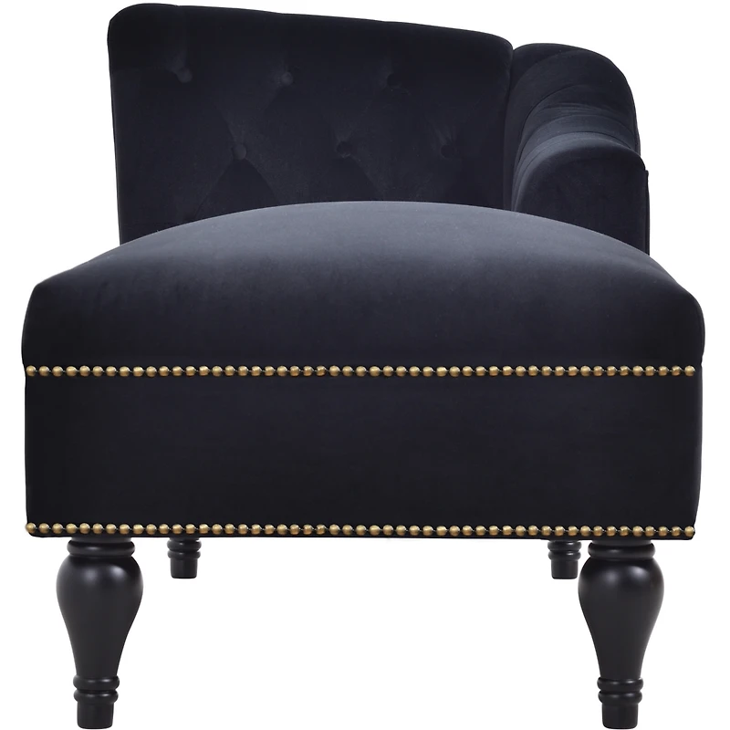 58" Velvet Chaise Lounge, Button Tufted Right Arm Facing Lounge Chair With Nailhead Trim