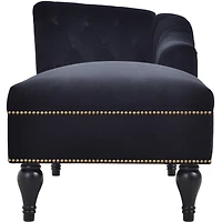 58" Velvet Chaise Lounge, Button Tufted Right Arm Facing Lounge Chair With Nailhead Trim