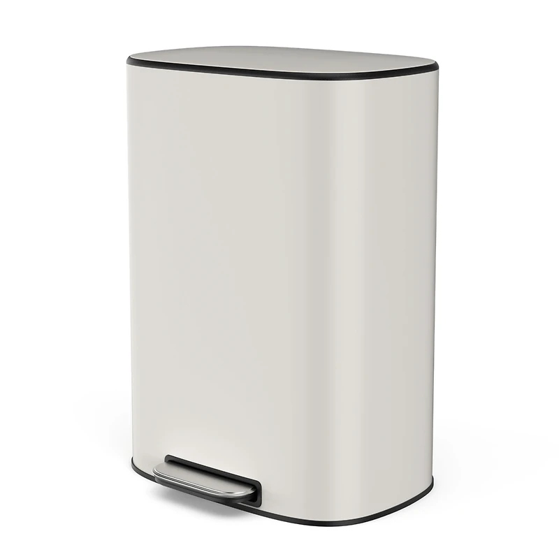 Streamdale Furniture Stainless Steel 13 Gallon Kitchen Trash Can - White
