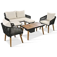 Streamdale Coastal Farmhouse Rope Woven Patio Set