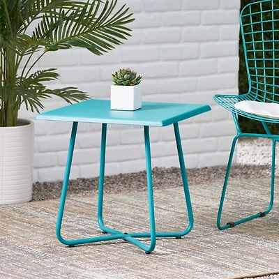 Simplie Fun Modern Steel End Table with X-Shaped Base and Comple