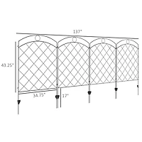 Decorative Black Wire Grid Garden Fence Panels with Arches and Rings